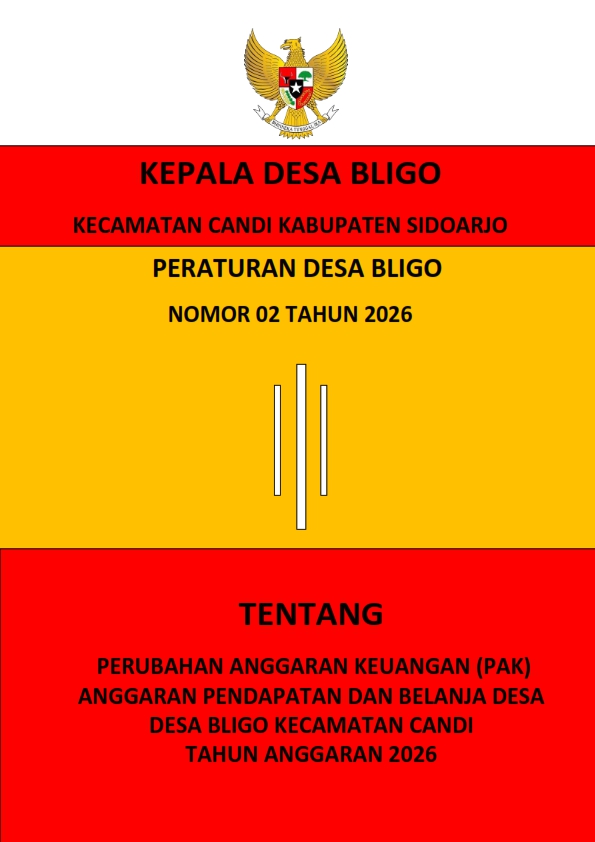 Peraturan Desa Bligo Nomor 2 Tahun 2026 Tentang Perubahan Anggaran Keuangan (PAK) APBDes Desa Bligo 